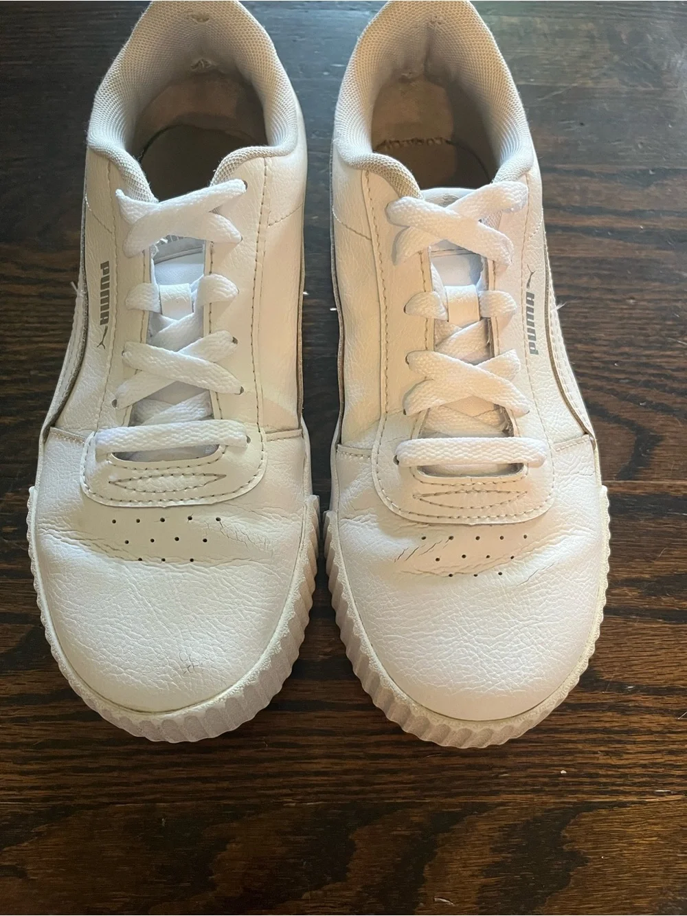 PUMA Carina Leather White/Leather Lace Up Sneakers 370325-02 Women’s 8.5